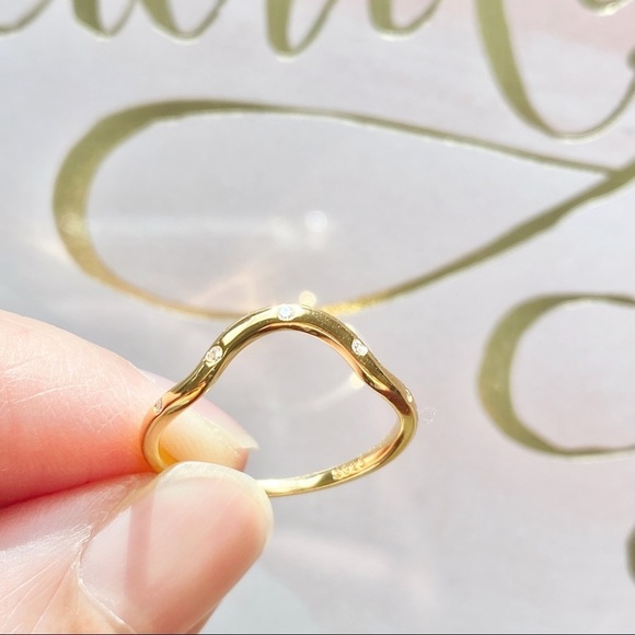 Starry Curve Gold Plated S925 Simple Stacking Ring - Picture 5 of 6